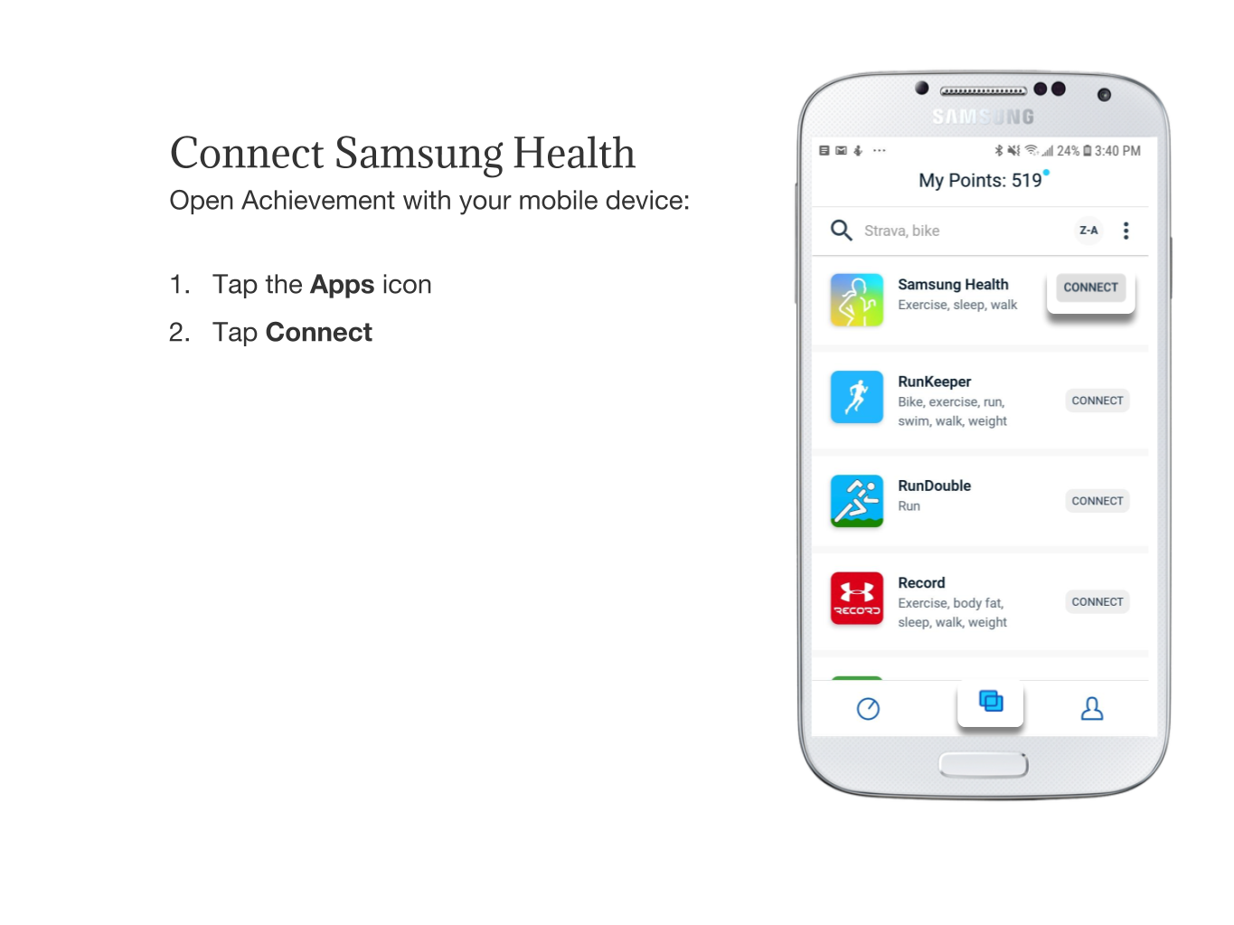 link fitbit to samsung health app